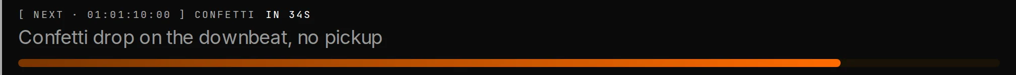 The next cue and its draining countdown bar