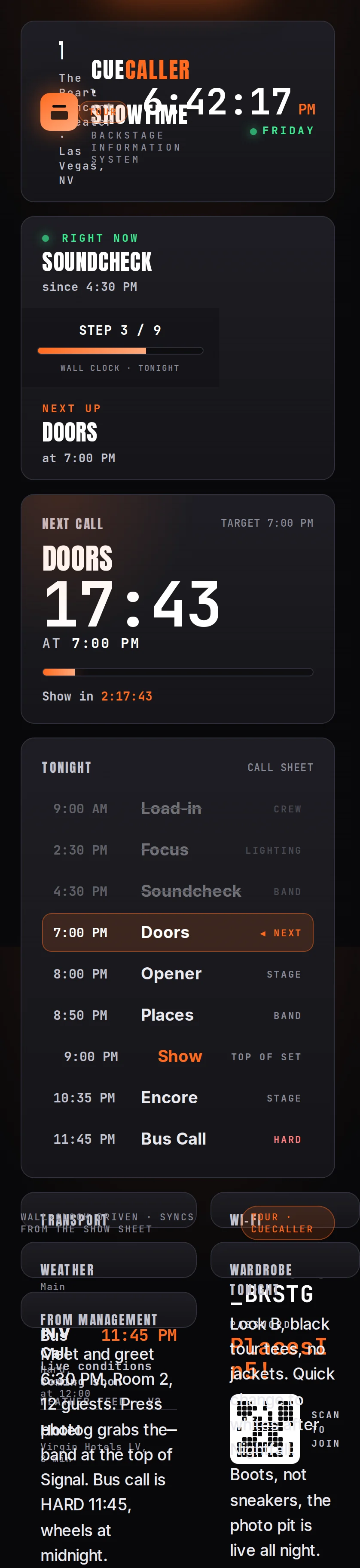 The Showtime board on a phone